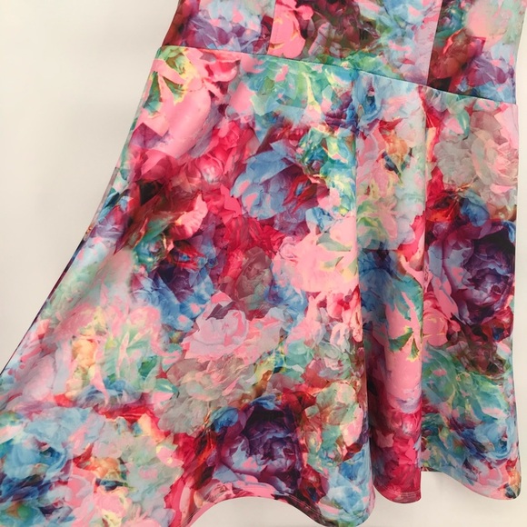 Vibrant, Colorful Stretch Floral Dress - Picture 3 of 13